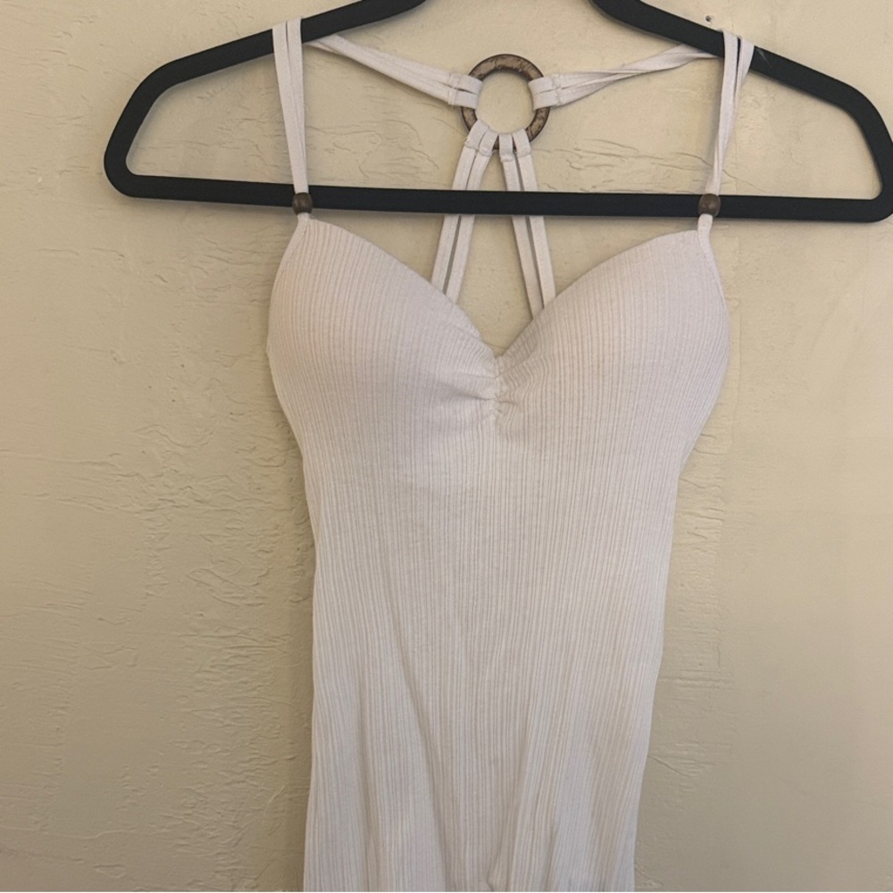 Elegant White Strappy Top with Ring Accent